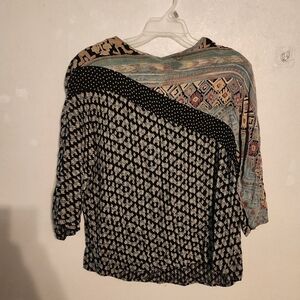 Vintage Ms Interpret Multicolor Blouse Keyhole Back Size M